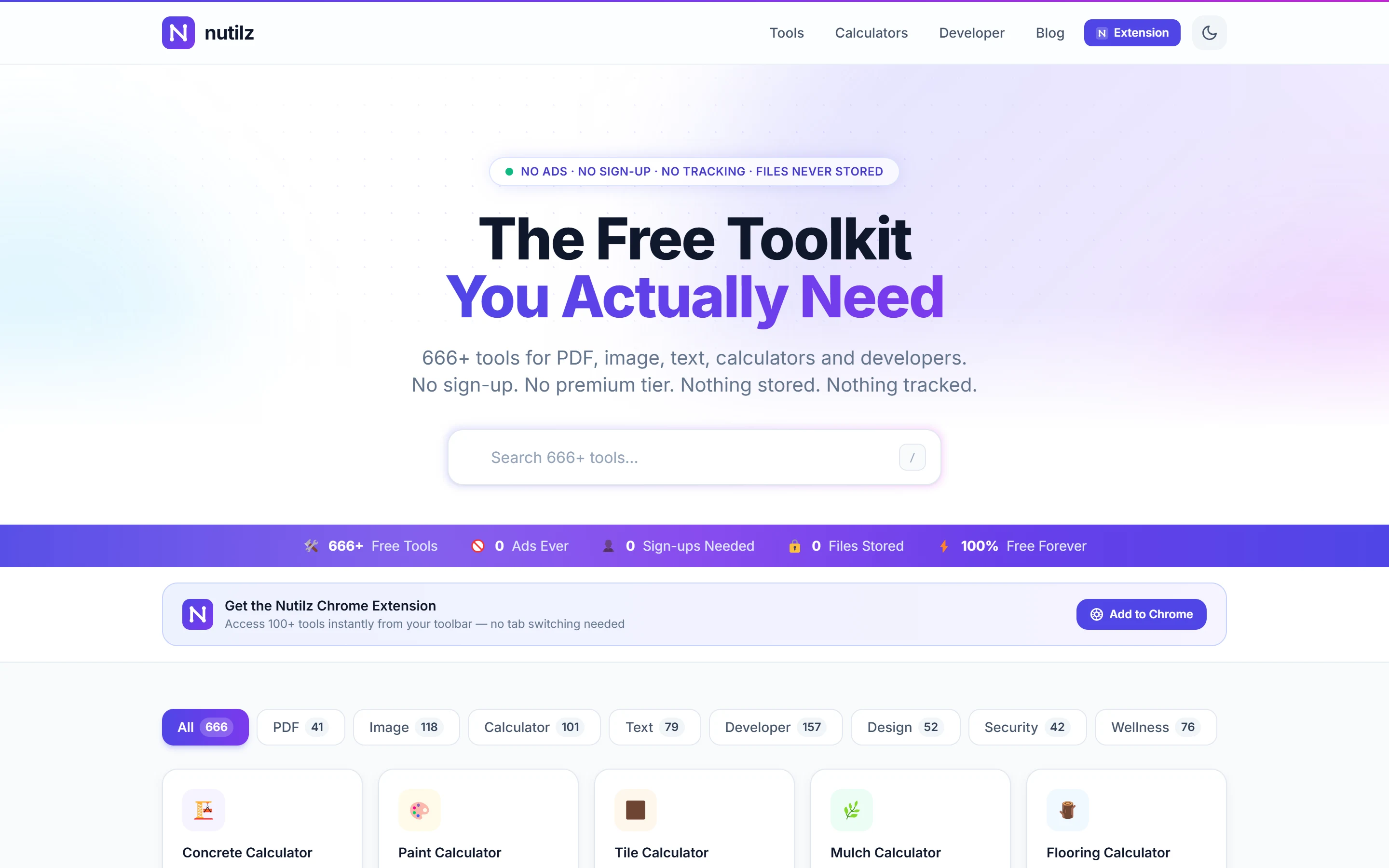 Nutilz — preview of the interface